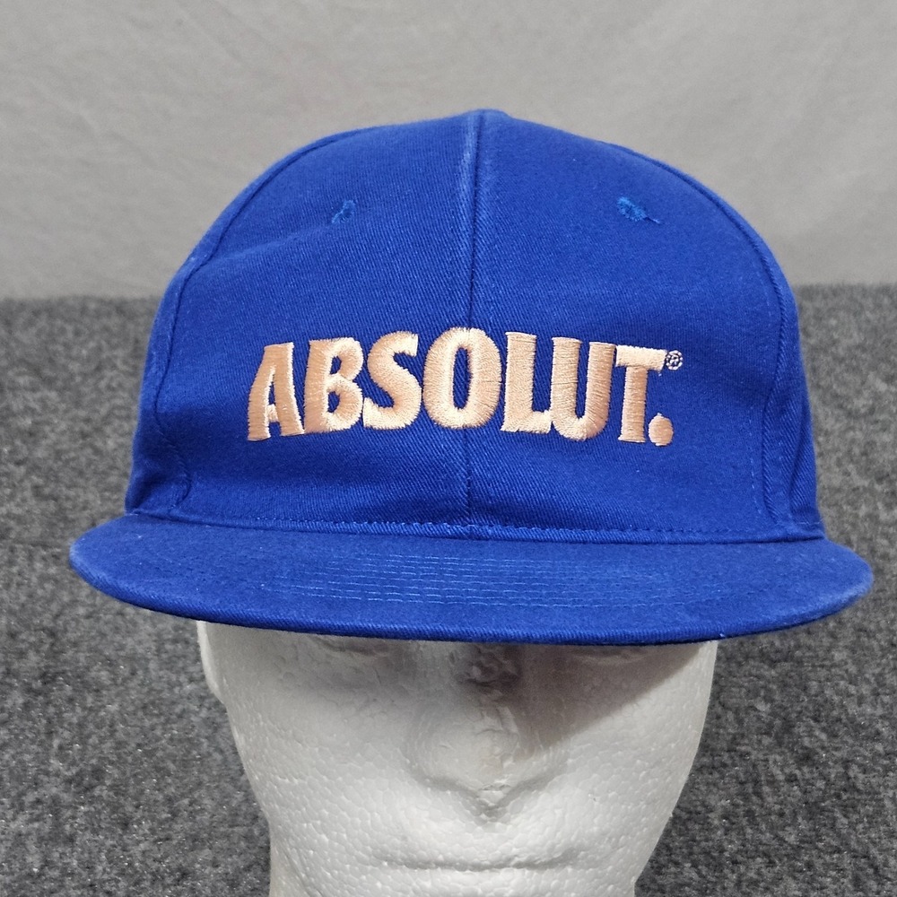 Y2K Absolut Vodka Snapback Hat Blue Logo Promo Cap Streetwear Barware Dadhat